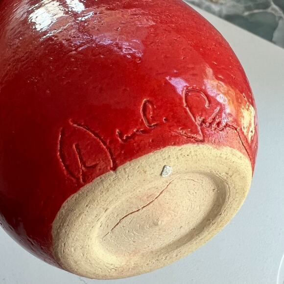 Studio Art Pottery Tumbler Cup Hand Painted and Signed Sunset Colors 4.5" - Picture 6 of 10